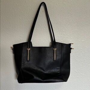 Crossi Black Tote Bag Purse with Gold Plated Hardware